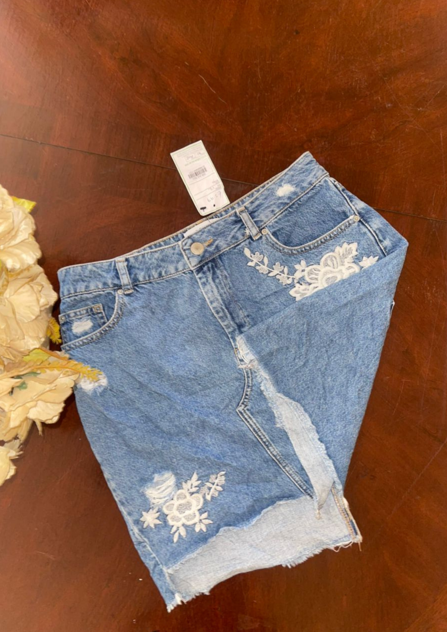 Jupe jean brodé - Denim - Taille M/L (J49)