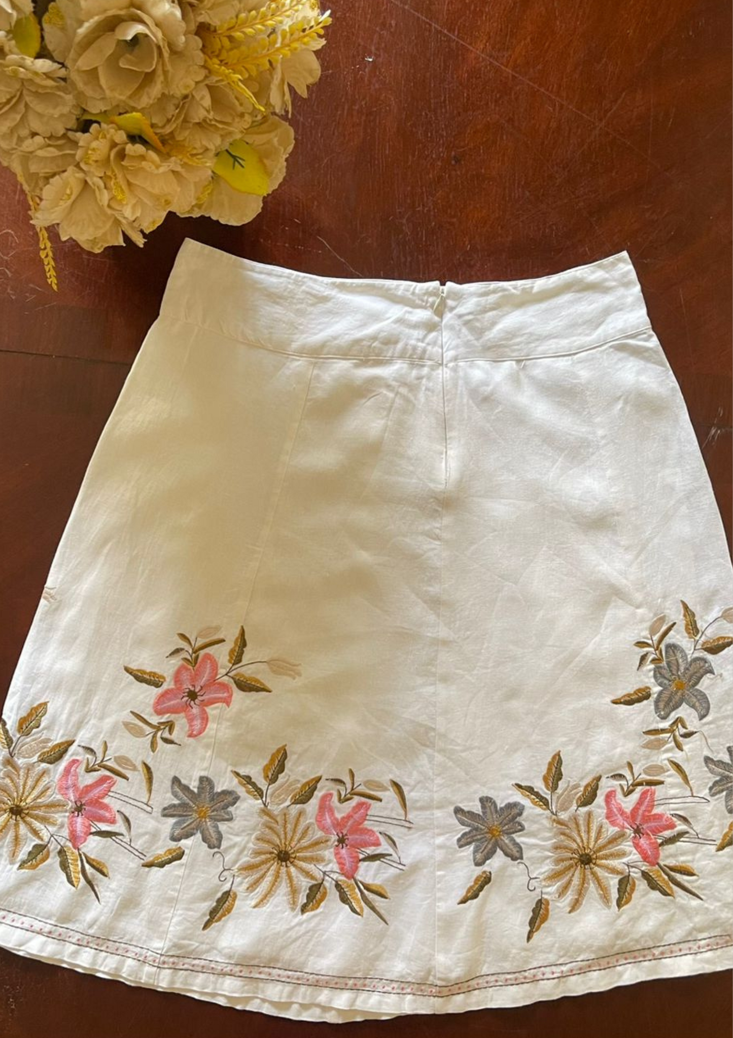 Jupe brodée fleur - Florence - Taille M/L (J81)