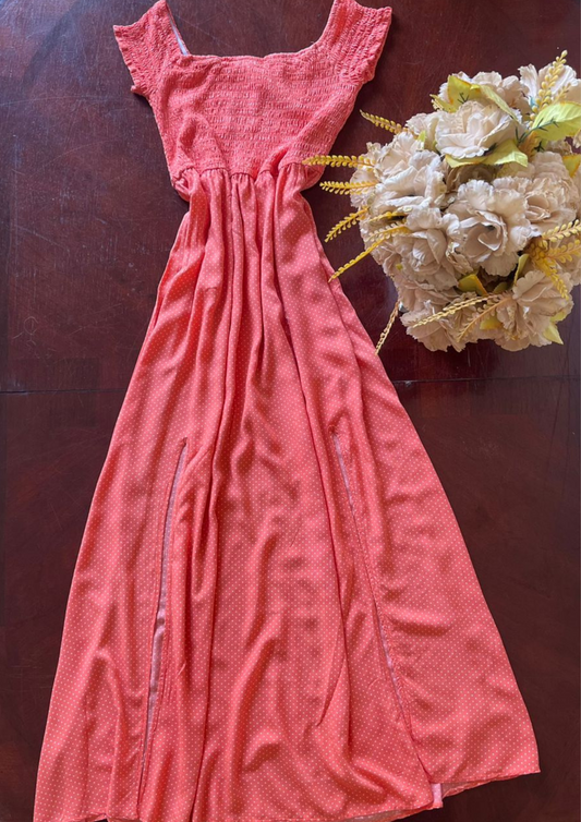 Robe à pois - Apricot - Taille M (R162)