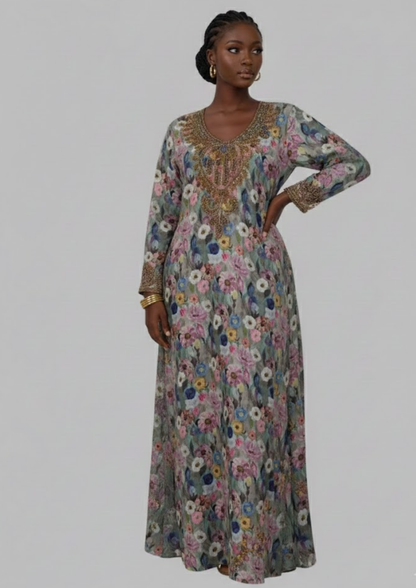 Abaya perlée - L/XL - A85