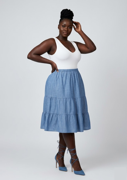 Jupe paysanne bleue - Taille M/L (J134)