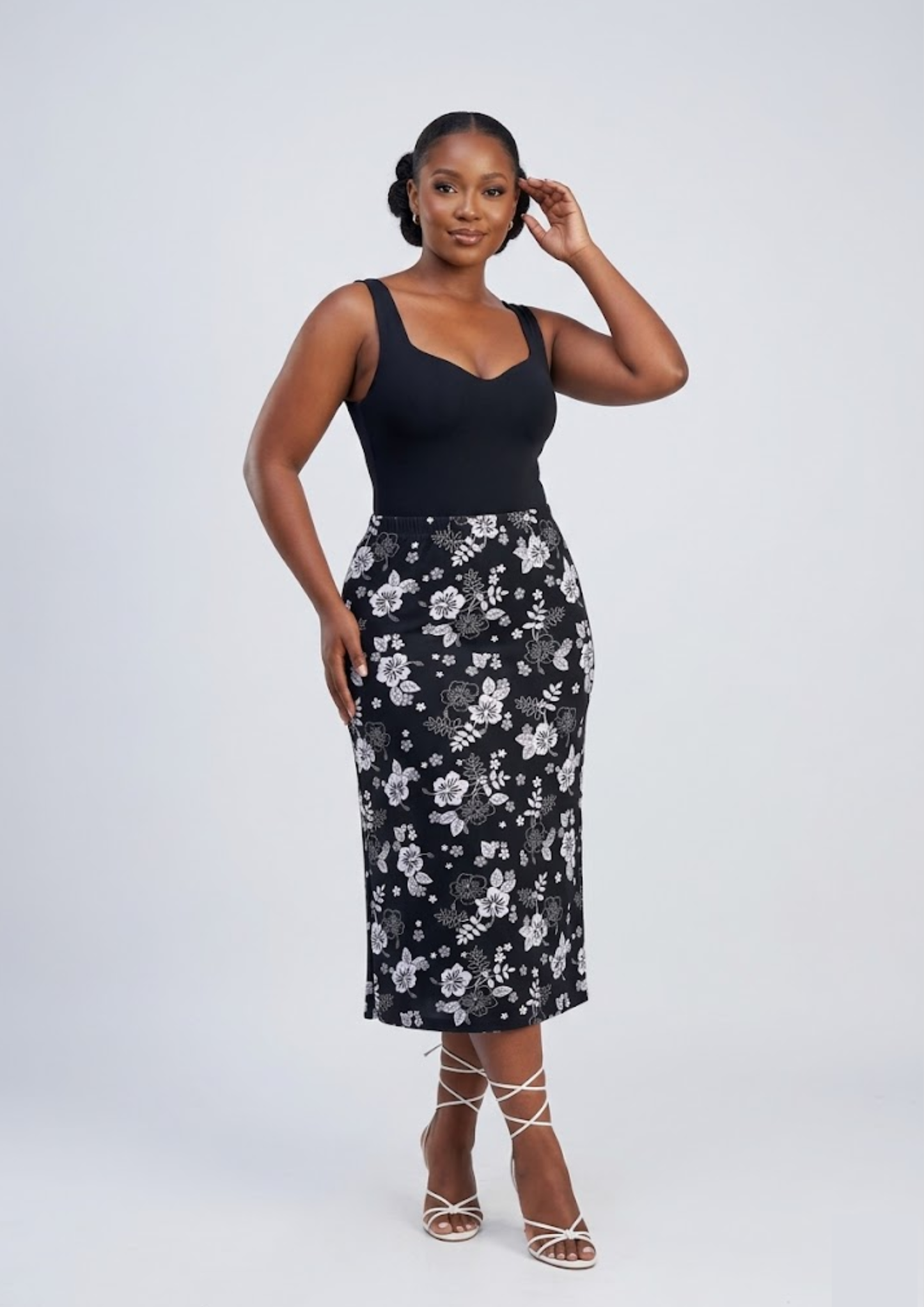 Jupe florale - Damart - Taille XL (J131)