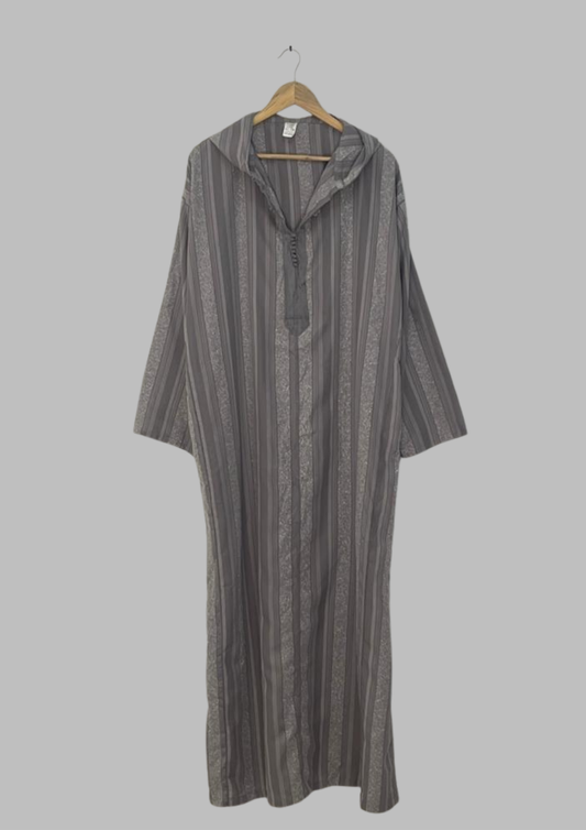 Jellaba bandes gris - 2XL - J3