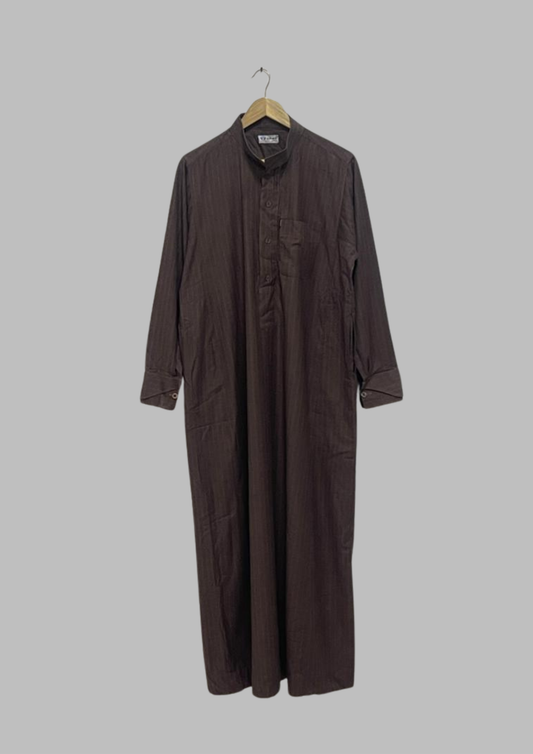 Jellaba bandes marron - L - J7