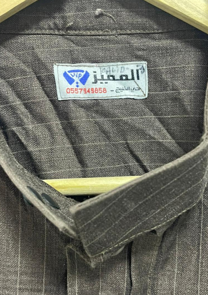 Jellaba bandes marron - L - J7