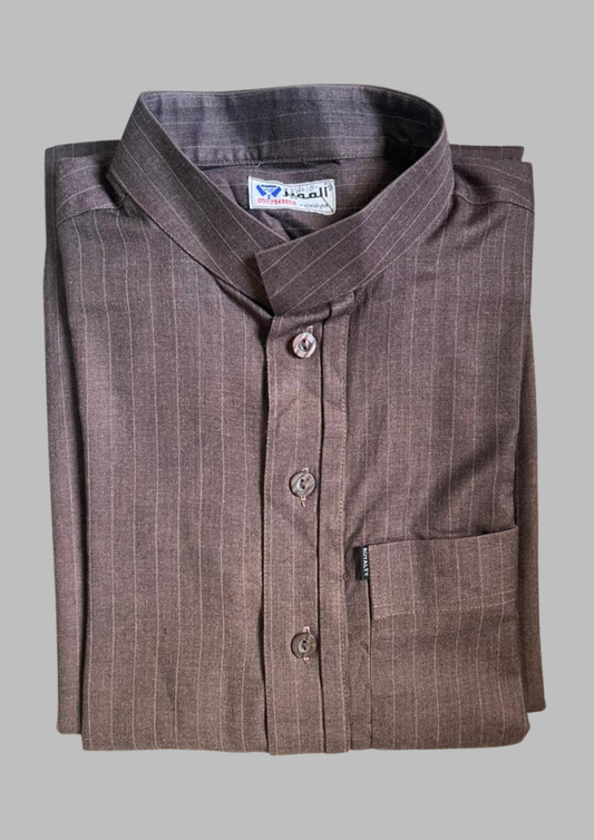 Jellaba bandes marron - L - J7