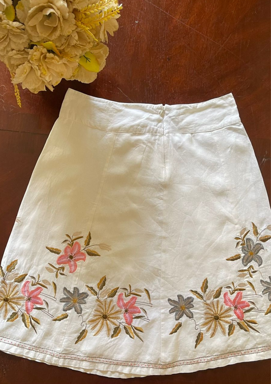 Jupe brodée fleur - Florence - Taille M/L (J81)