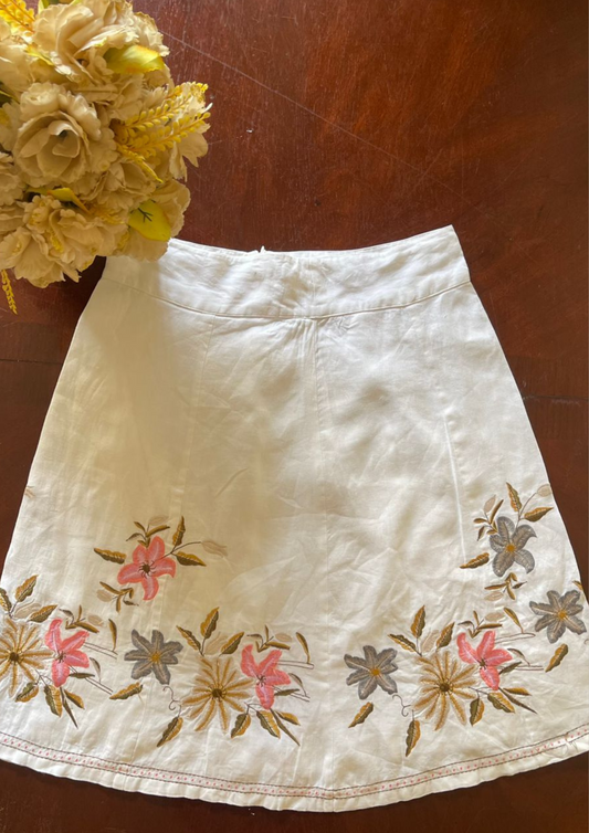 Jupe brodée fleur - Florence - Taille M/L (J81)