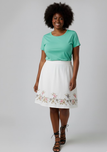Jupe brodée fleur - Florence - Taille M/L (J81)