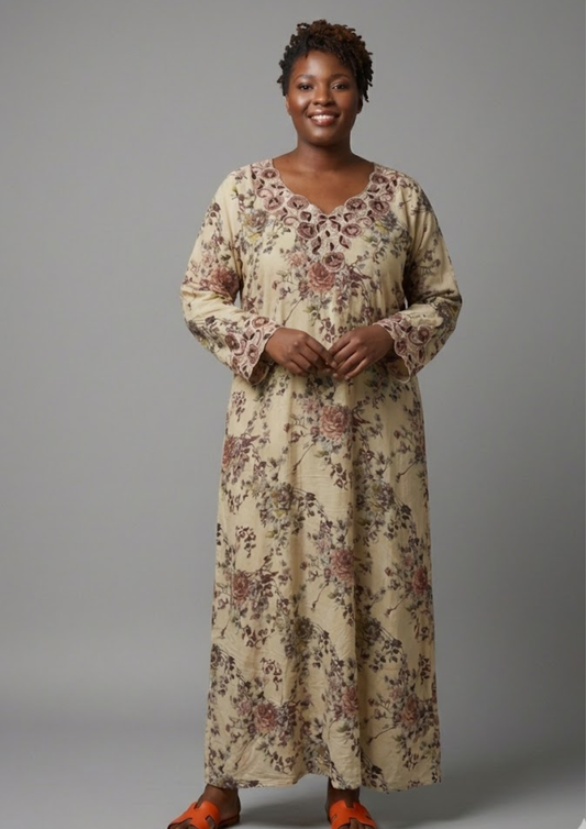 Abaya florale - L - A39