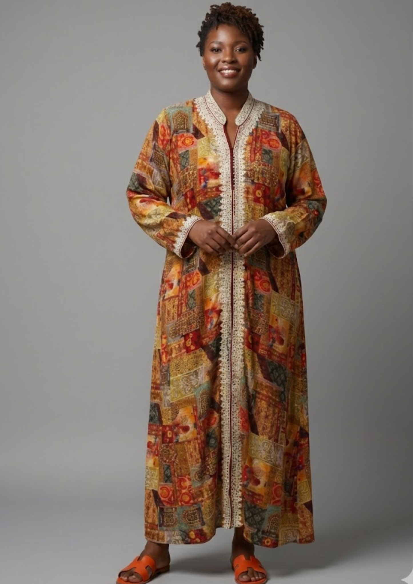 Abaya florale - L/XL - A12