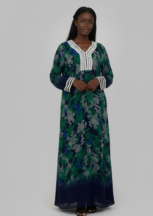 Abaya florale - Taille M/L - A17