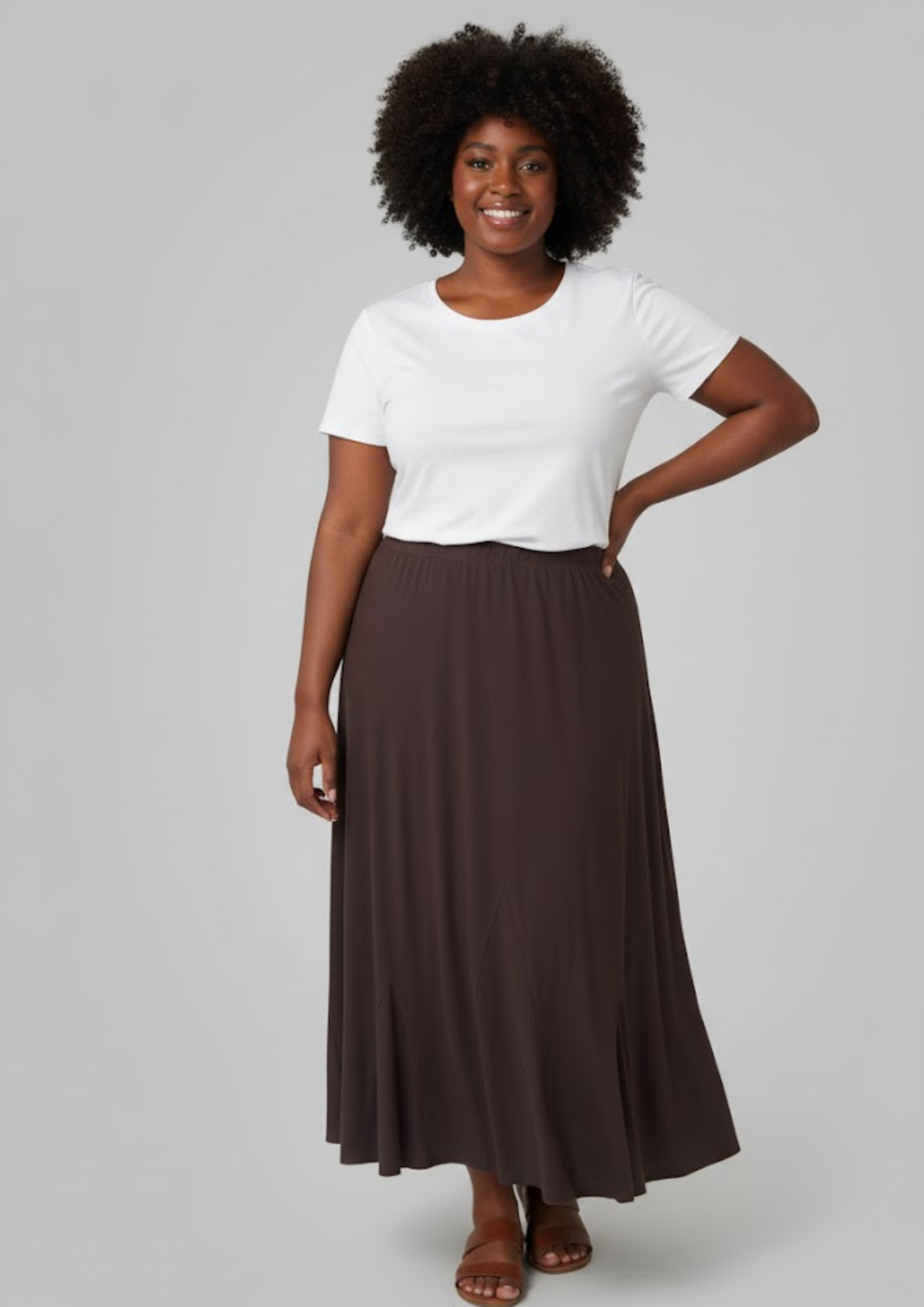 Jupe évasée marron - Per Una - Taille XL (J130)