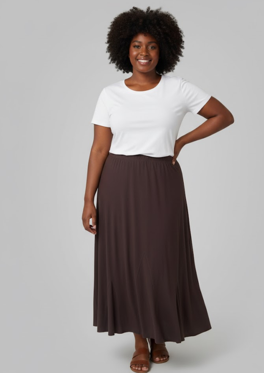 Jupe évasée marron - Per Una - Taille XL (J130)