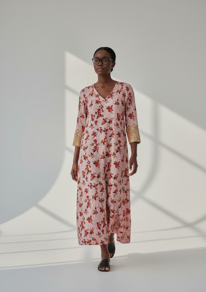 Abaya florale - S/M - A79