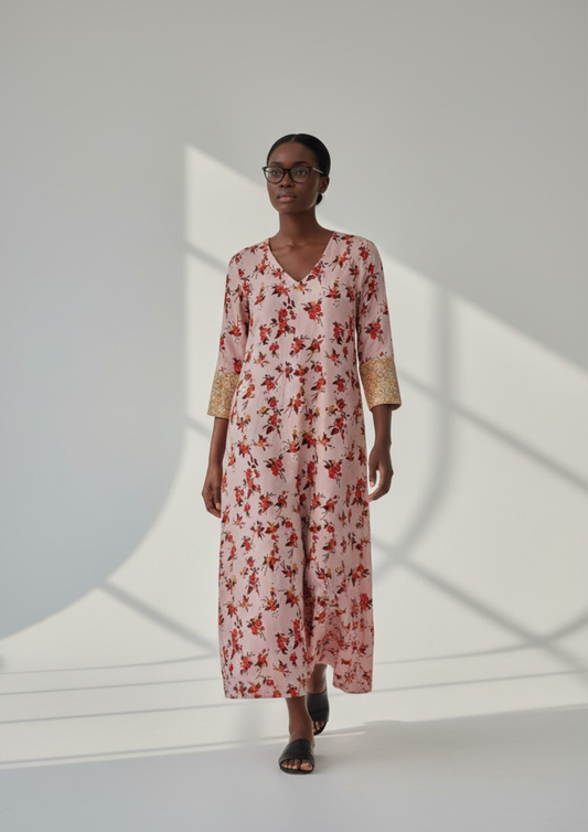 Abaya florale - S/M - A79