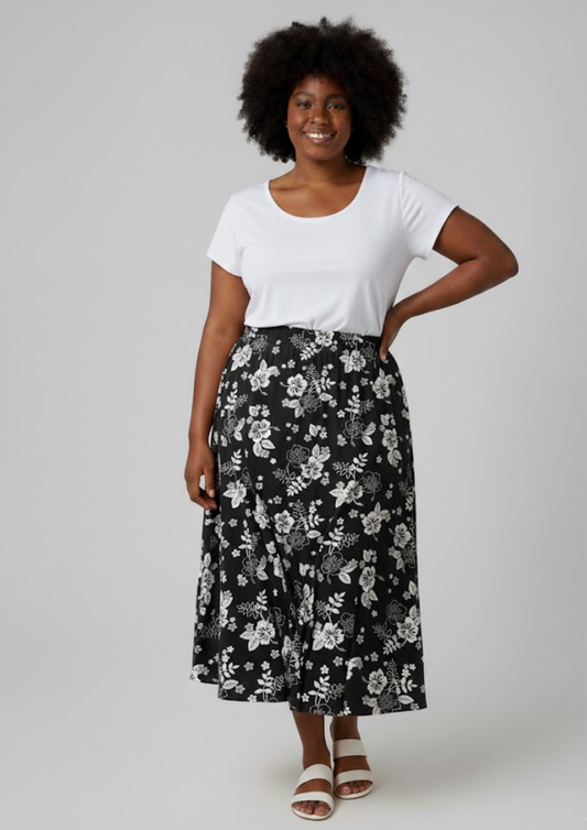 Jupe florale - Damart - Taille XL (J131)