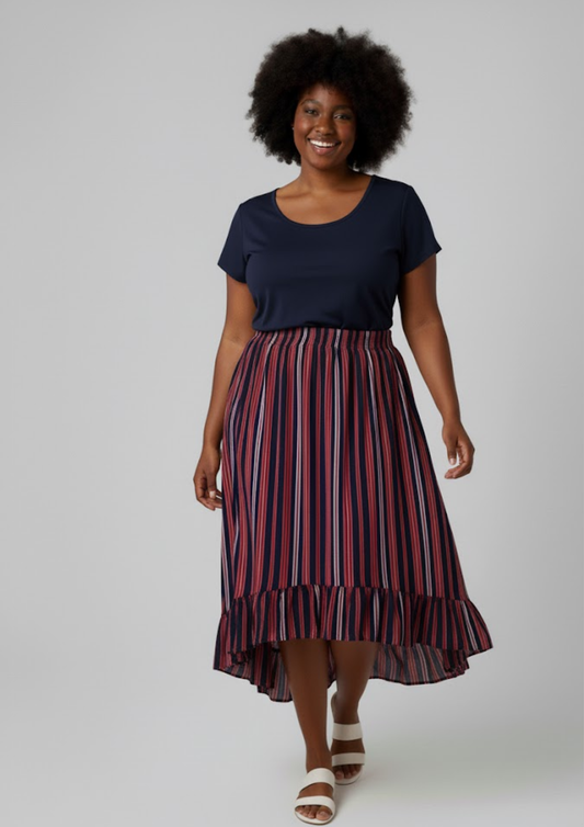 Jupe échancrée à bandes - Taille M/L (J138)