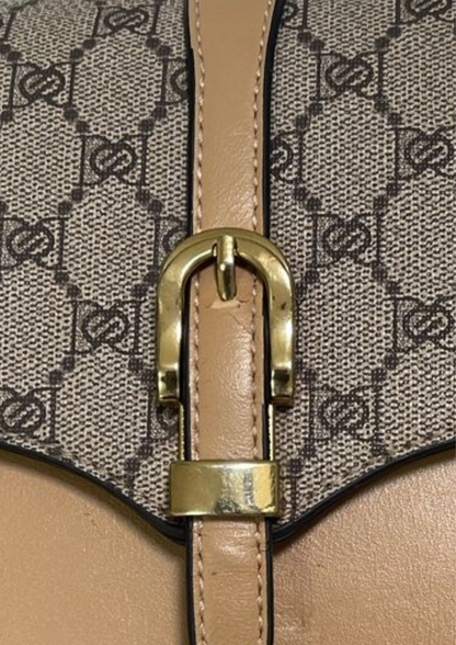 Sac demi-lune crossbody - Monogramme & camel - S1