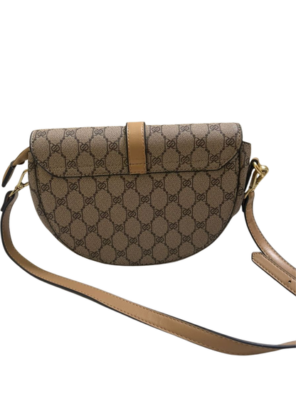 Sac demi-lune crossbody - Monogramme & camel - S1