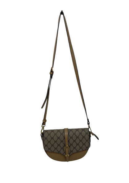 Sac demi-lune crossbody - Monogramme & camel - S1