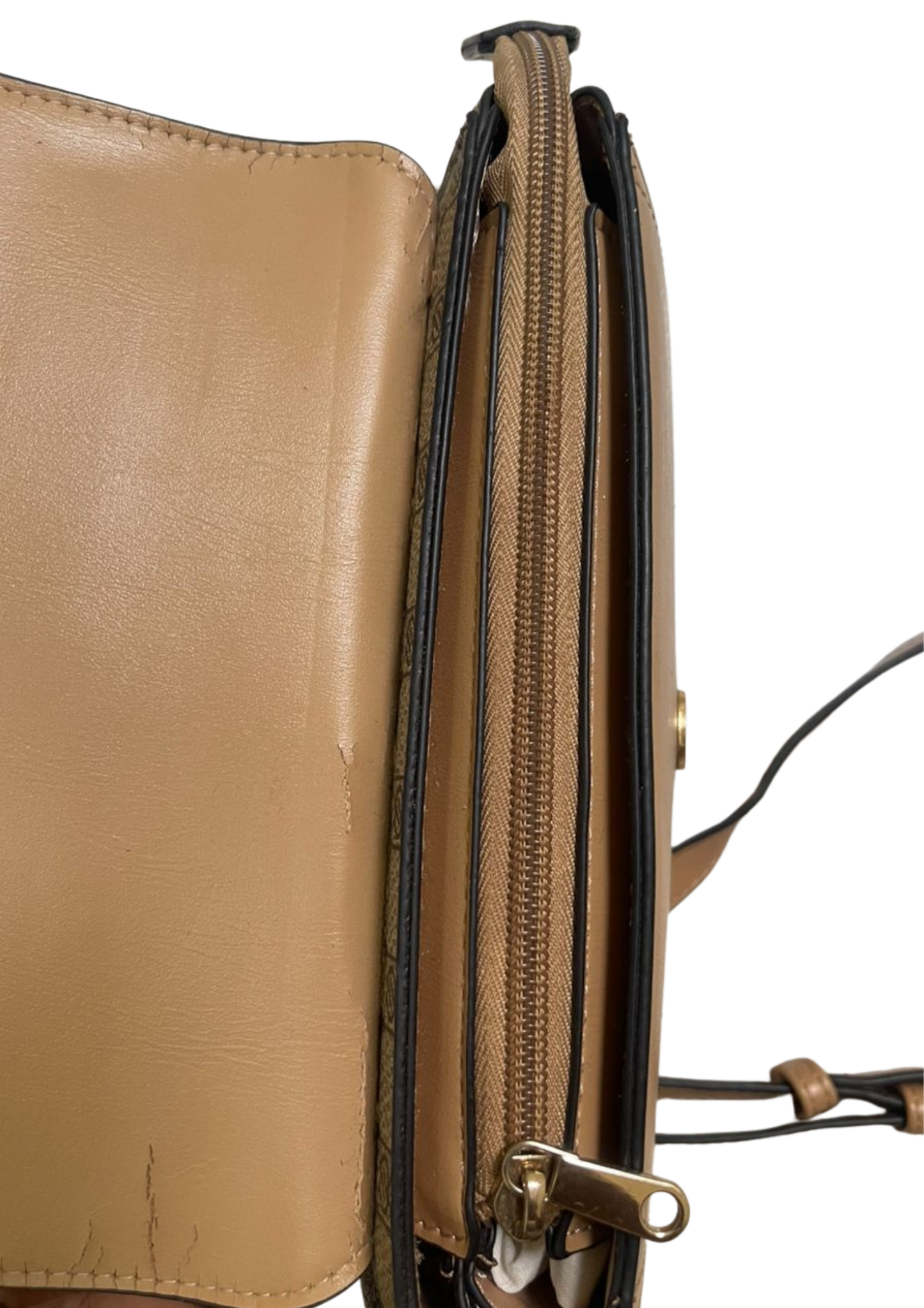 Sac demi-lune crossbody - Monogramme & camel - S1
