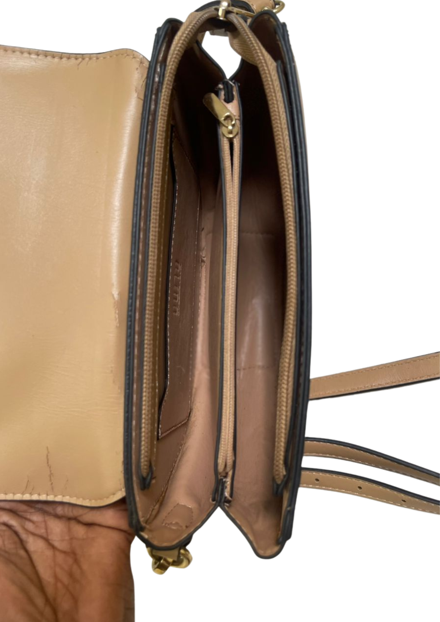 Sac demi-lune crossbody - Monogramme & camel - S1